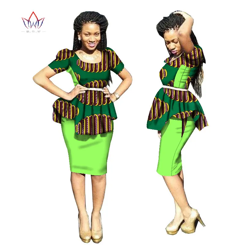 Новое поступление традиционное Африканское платье размера плюс 2 шт Дашики юбка набор Bazin Rche Femme одежда с круглым вырезом 5xl WY1814 - Цвет: 23
