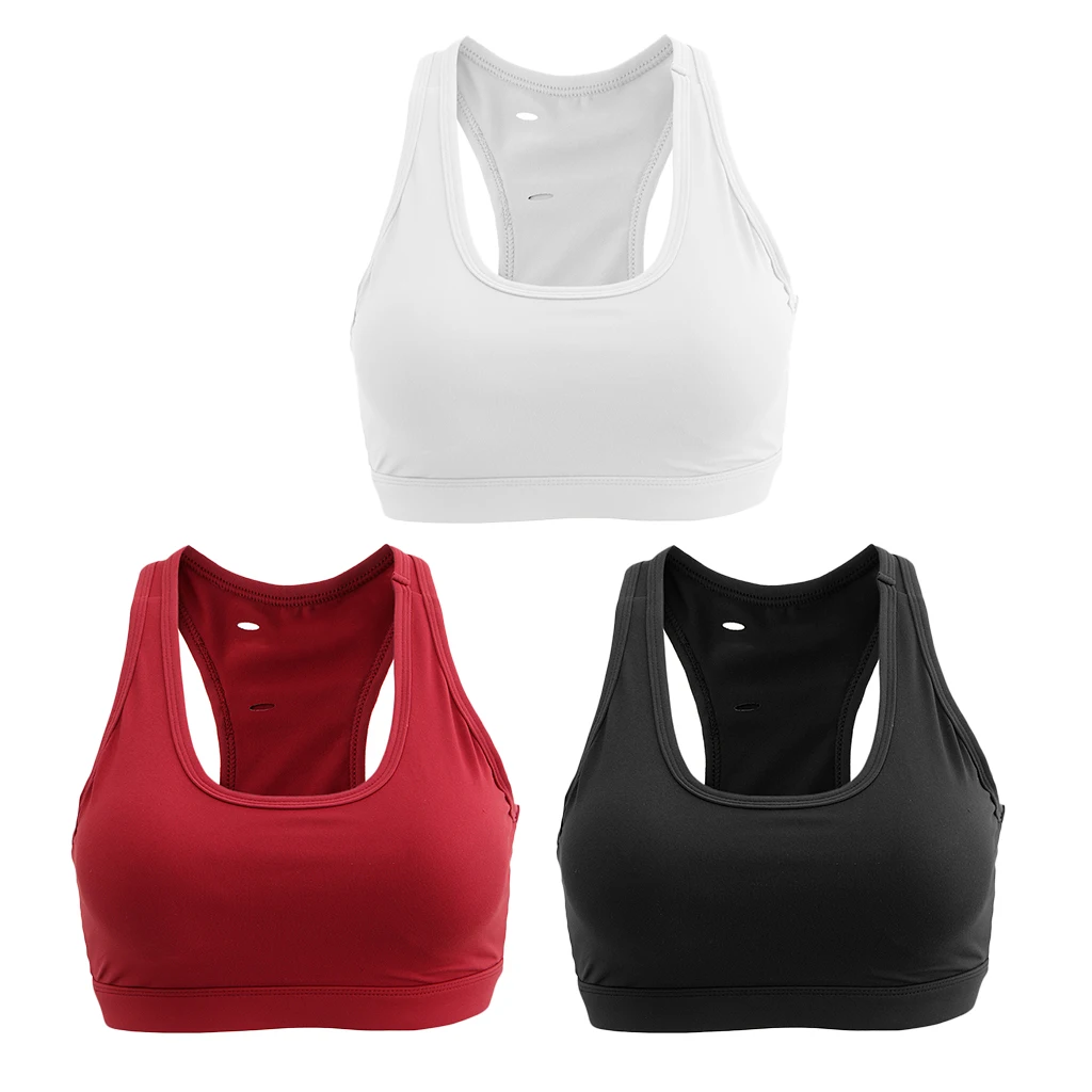 Casual Comfortable Seamless Pad Inserts Sports Bra Support Yoga Workouts Tops Racerback with Back Pocket