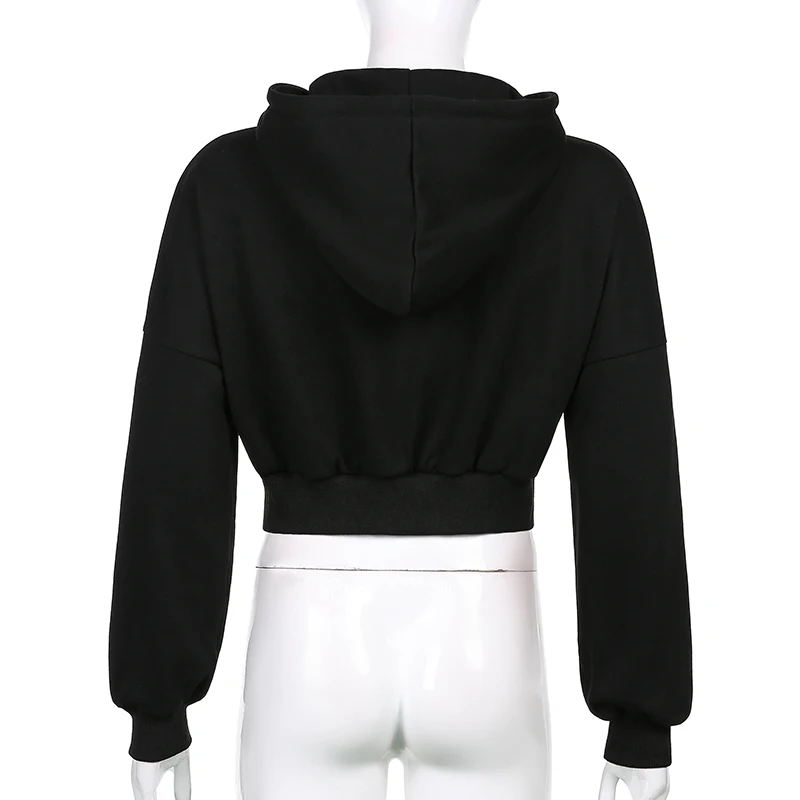 IAMSURE Short Hoodies Women Solid Sweatshirt Tracksuit Long Sleeve Female Crop Top 2020 Fashion Korean Clothing Harajuku