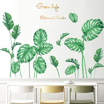 

Green Leaves Wall Sticker for Living room Bedroom Kitchen DIY Vinyl Wall Decals Plants Baseboard Wall Murals Home Decoration