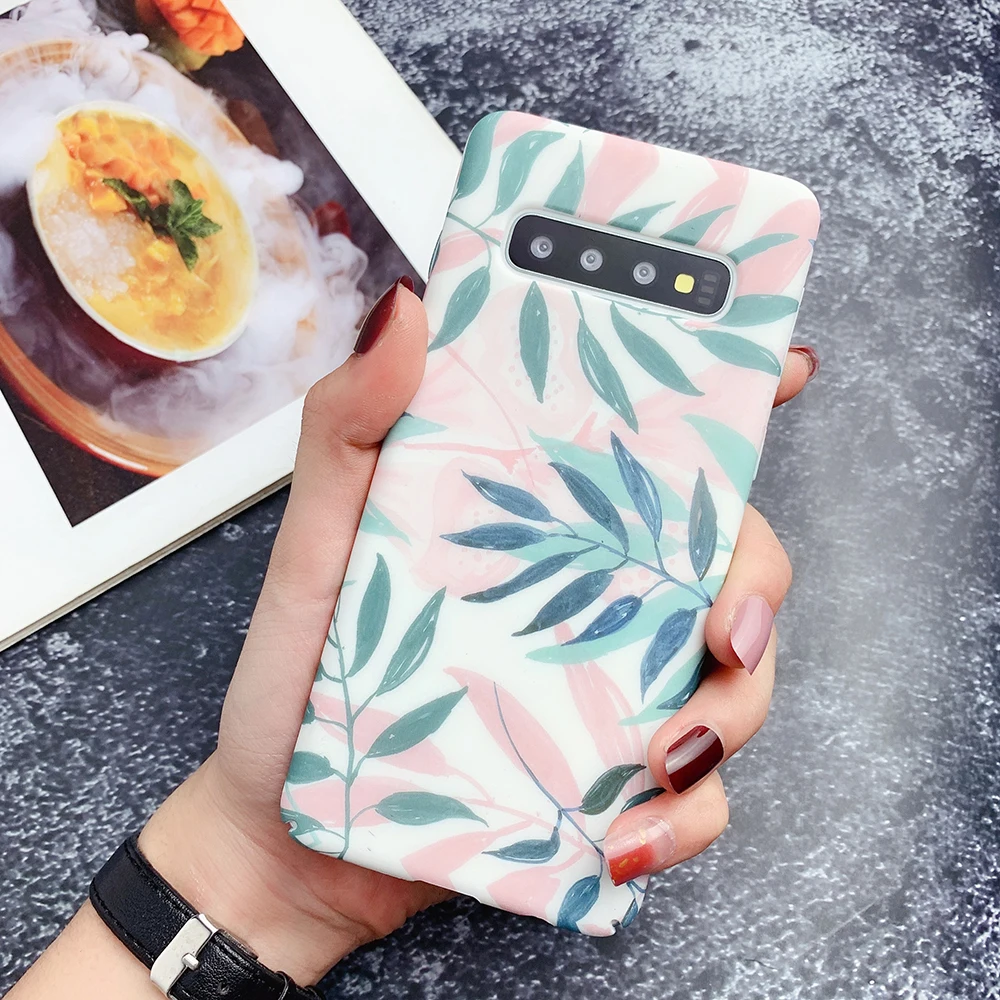 f LOVECOM, Винтажный чехол для телефона с цветочным рисунком и листьями для samsung Galaxy Note 10 Pro S10 S10e S8 S9 Plus Note 8 9, матовая жесткая задняя крышка из ПК в подарок - Цвет: f