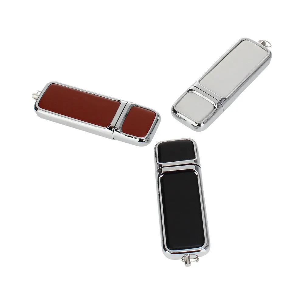 

waterproof usb 2.0 metal leather usb flash drive 4GB 8GB 16GB 32GB 64GB gift Pen drive 128gb pendrive custom logo free shipping