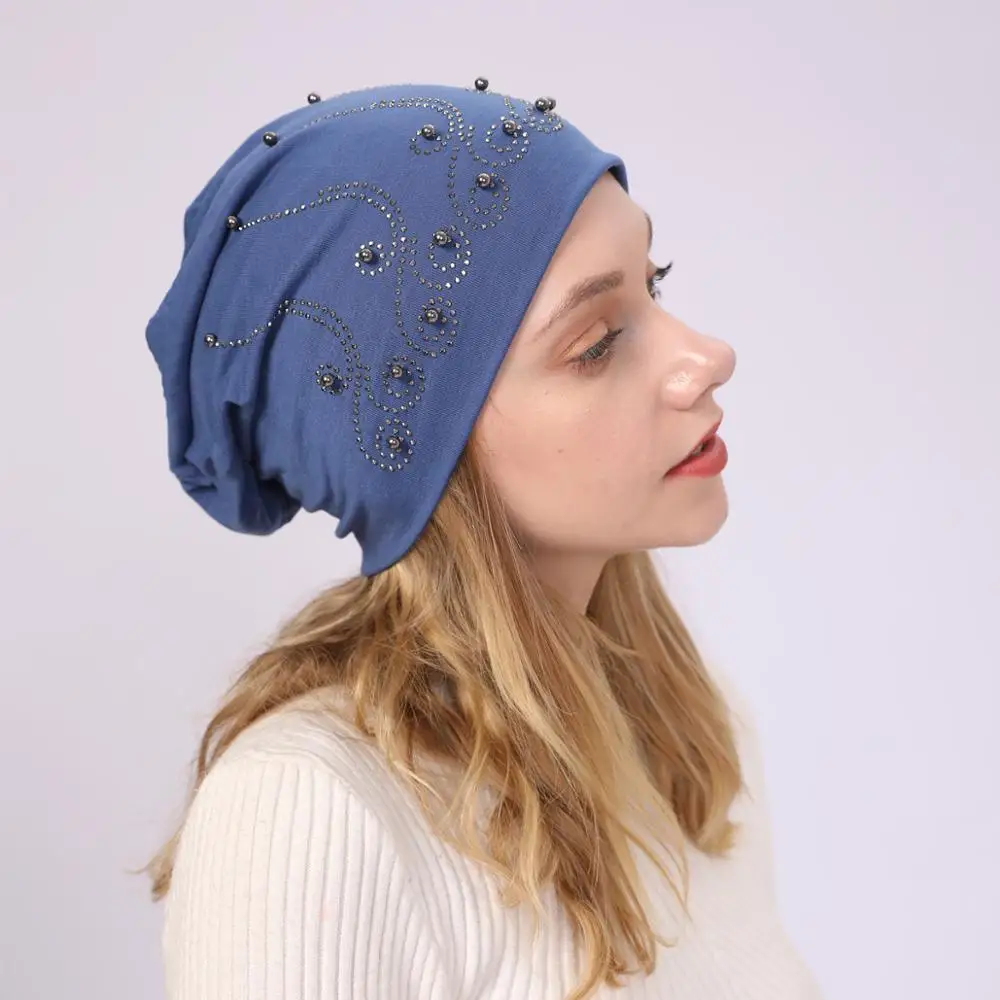 

Ladies Casual Cap 2019 Winter Hats for Woman New Beanies soild diamonds Hat Girls Autumn Female Beanie Caps Warmer Bonnet