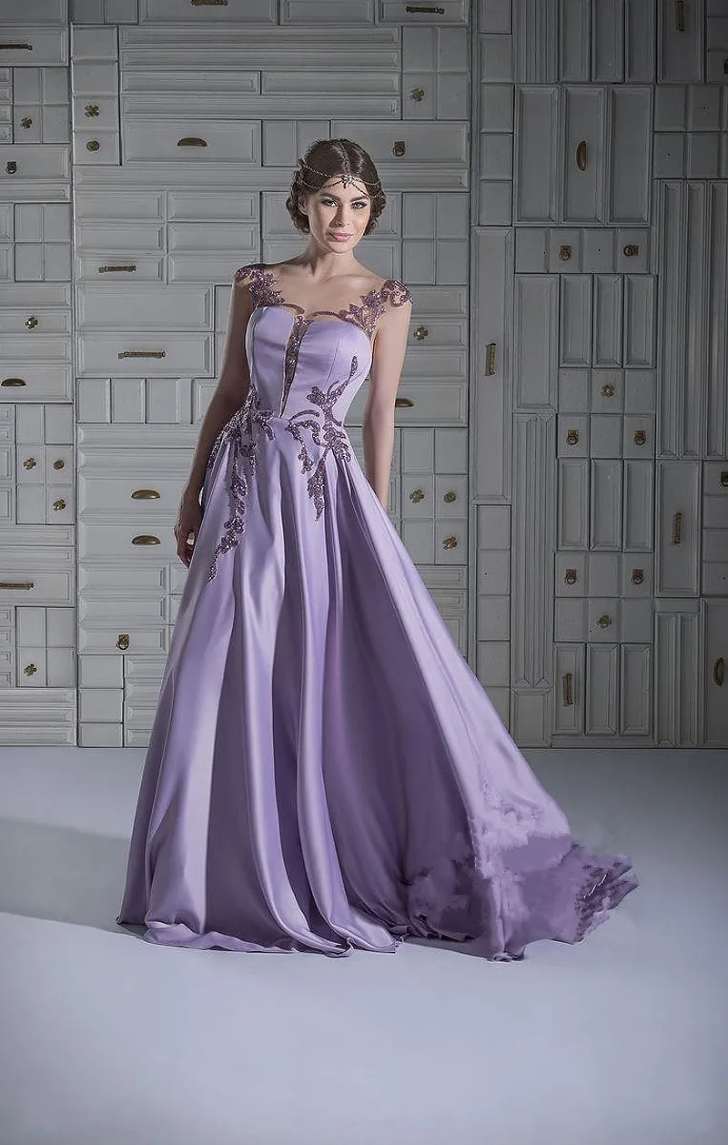 Vestido Longo Festa фиолетовое арабское ТРАПЕЦИЕВИДНОЕ ПЛАТЬЕ с аппликацией из бисера Вечерние платья для выпускного вечера недорогие длинные платья подружек невесты