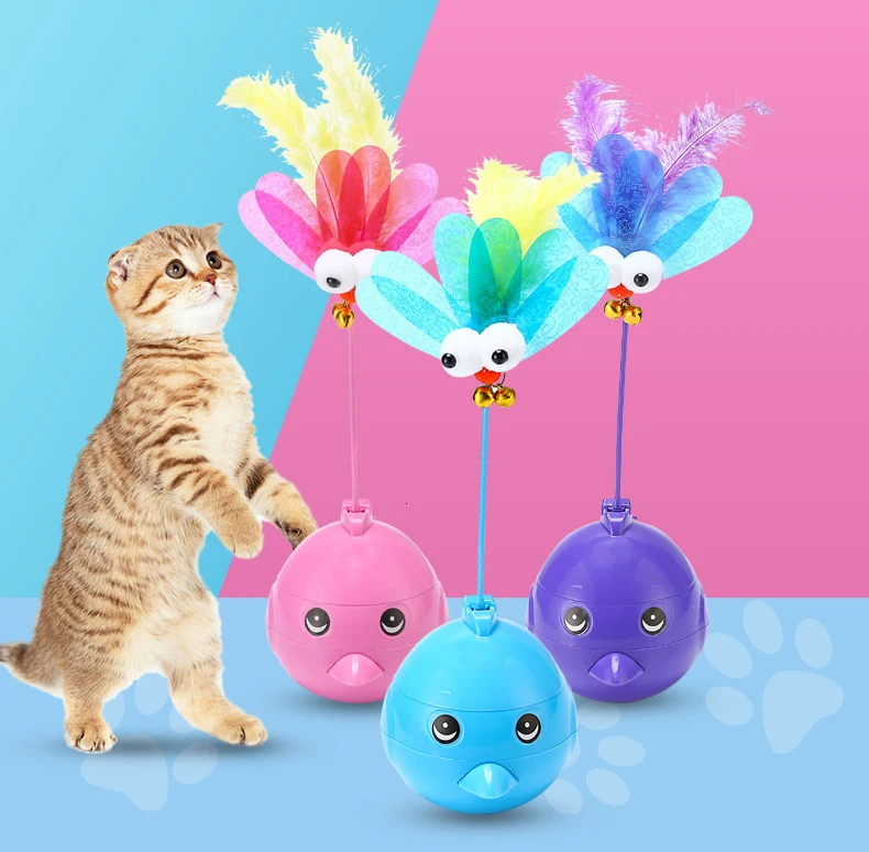 Игрушка для кошек, волшебный автоматический роликовый мяч, электрические игрушки, собака птица перо пчела, кошка, Интерактивная игрушка, забавная кормушка с лазерным светильник