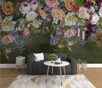

CJSIR Custom Photo Mural Wallpaper European Retro Nostalgic Rose Flower Wallpapers for Living Room TV Background Wall Paper