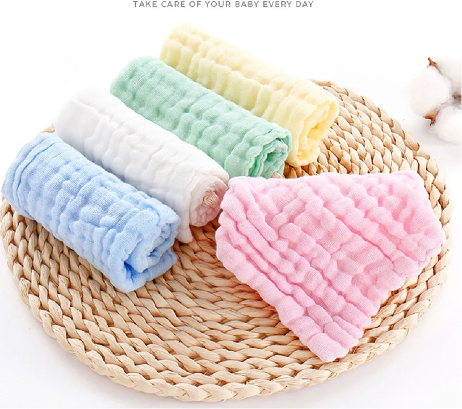 5pcs/Set Muslin 6 layers Cotton Soft Baby Towels Face Towel Handkerchief Bathing Feeding Face Washcloth Wipe burp cloths Stuff 3
