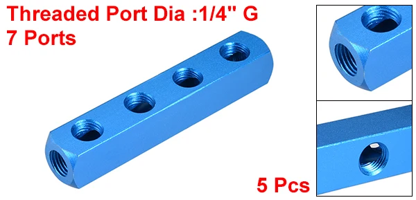 1//4 G Threaded Pneumatic 5 Ports 2 Way Quick Connect Splitter Air Hose Inline Manifold Block Splitter