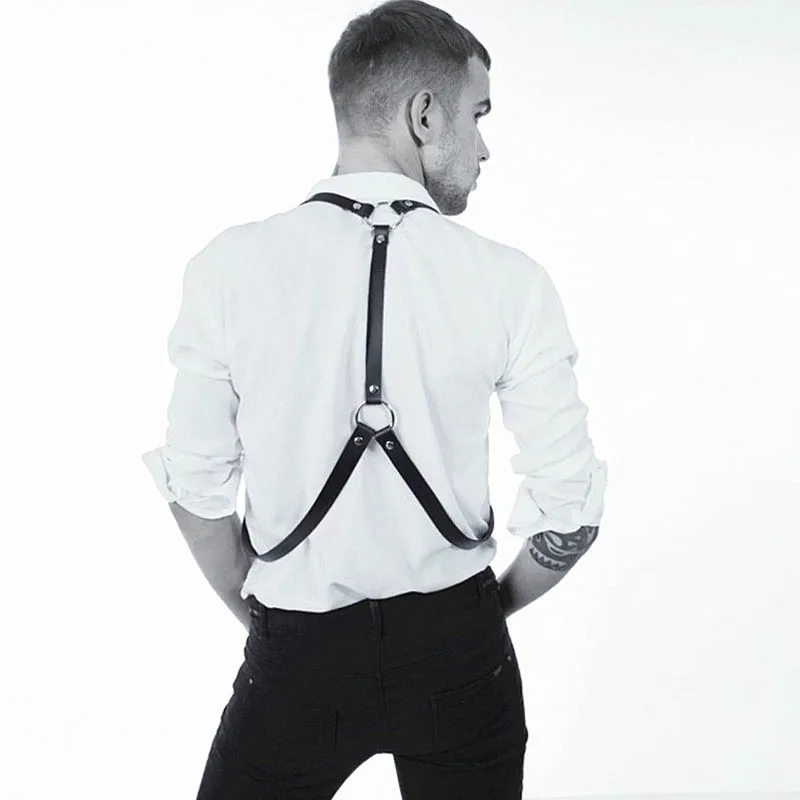 New Arrival Cool Men Suspenders Belt PU Leather Punk Gothic Straps All-match Clothing Adjustable Buckle Braces Casual Accessory |