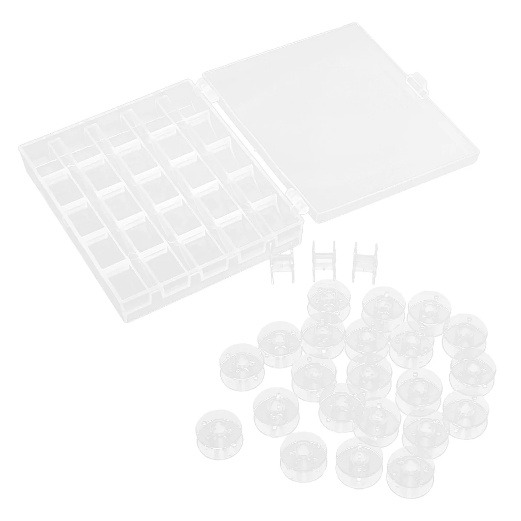 25 Solts Bobbins Spools Box With 25pcs Sewing Machine Thread Empty Bobbins For Janome Storage Case Spools