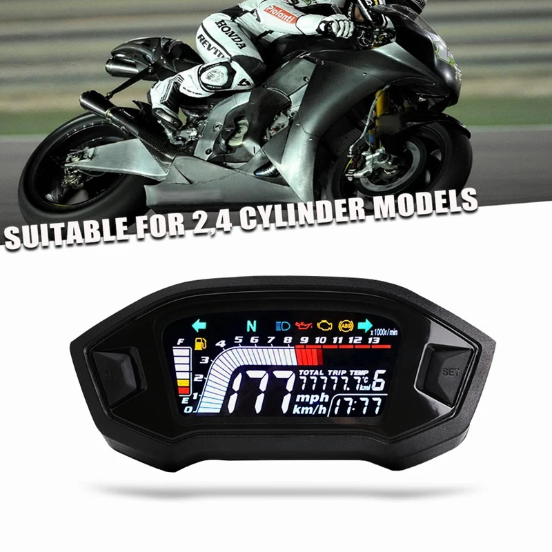 Motorcycle LCD Instrument Universal Speedometer 13000 RPM for 1 2 4 Cylinder Digital Odometer Tachometer | Автомобили и мотоциклы