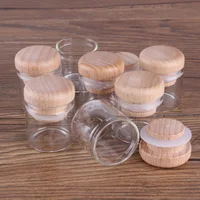 5pcs 10ml 30*30mm Mini Glass Bottles Glass Jars with Solid Wood Caps Spice Jars Glass Vials Glass vessels Potion Bottles 1