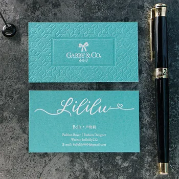 

600g blue cotton paper business card private custom making custom-made high-end business creative bronzing embossing