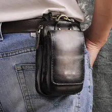 Натуральная кожа, мужская повседневная дизайнерская маленькая воловья кожа, модная сумка на пояс, поясная сумка, чехол для сигарет 5,", Чехол для телефона 1609-dc