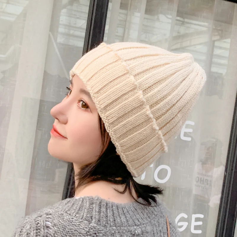 Новая Вязаная шшапка harajuku Мода головные уборы Skullies Вязание шляпа, мужские и женские бейсбольные кепки, негабаритный Slouchy мешковатые зима теплая Мужская Лыжная Шапочка