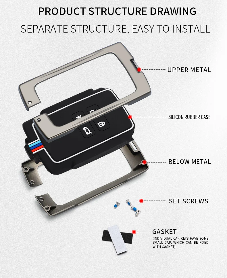 Copri chiave per auto in lega di zinco per catena portachiavi con copertura chiave in Silicone Renault Kadjar Megane Koleos QM5 QM6 2016 2018 - H3af14d2cba1a42c4b533def7bf05edb7W