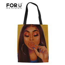 FORUDESIGNS складные сумки для покупок женские черные девушки волшебный принт сумка для покупок женские пляжные сумки для женщин холщовые сумки на плечо