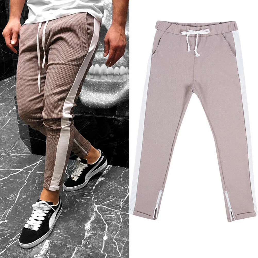 Autumn Winter Gym Hip Hop Mens Cargo Pants Trousers Plaid Tracksuit Bottoms Skinny Joggers Sweat Track Sweatpants