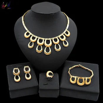 

Yulaili African Jewelry Sets Alloy Charm Necklace Stud Earrings Bracelet Ring Ethiopian Jewellery Parure Wholesale