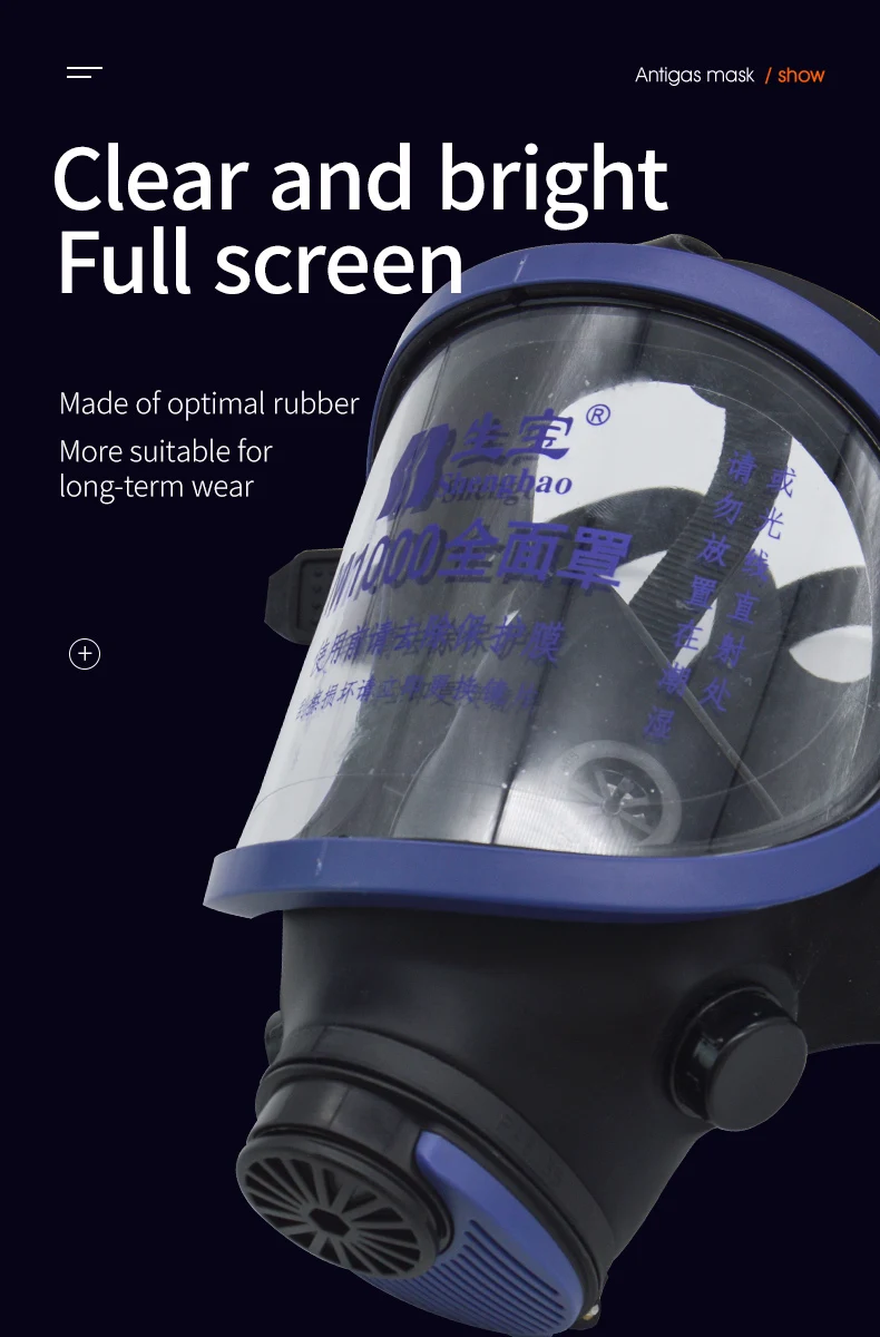 Química de Poeira Máscara de Gás Respirador de Vapor Proteção para os Olhos Máscara Facial Completa Orgânico Filtro Ativado Industrial Impacto Resistente M1000 1 Chemical Respirators