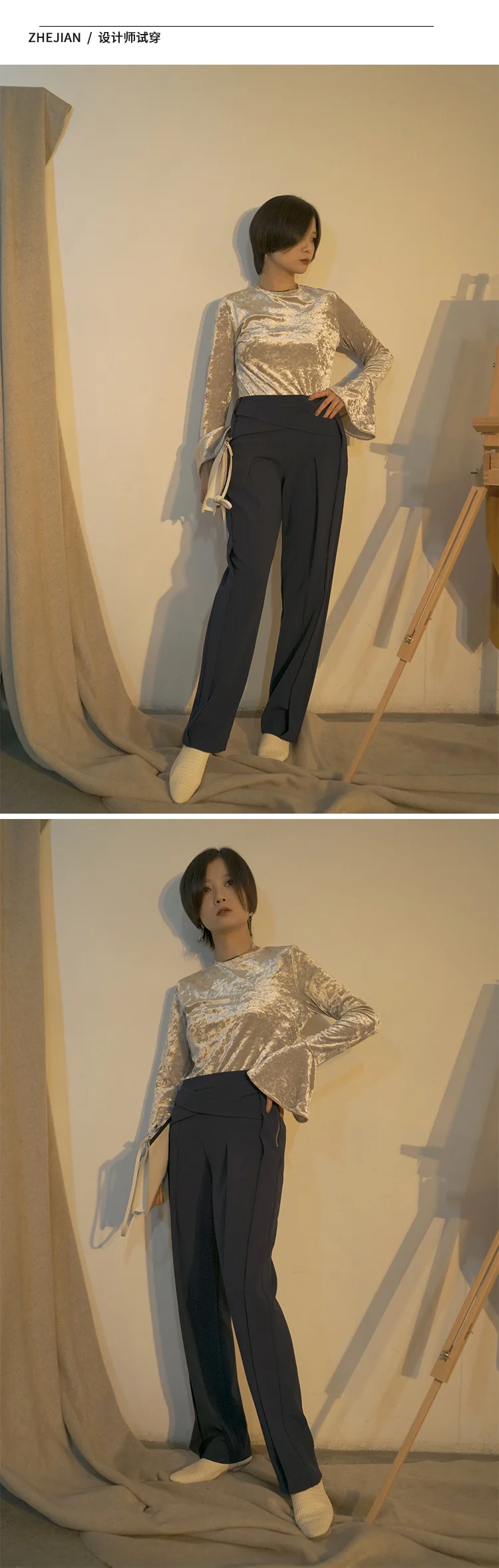 Origional Separate Designer WOMEN'S Dress Autumn& Winter Casual WOMEN'S Pants Loose Straight Korean-style High-waisted Loose Pa