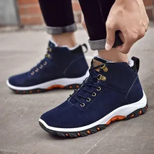 Мужская зимняя высокая обувь; ботинки из мягкой кожи; теплая кожаная обувь; уличные хлопковые кроссовки для путешествий; SMN88