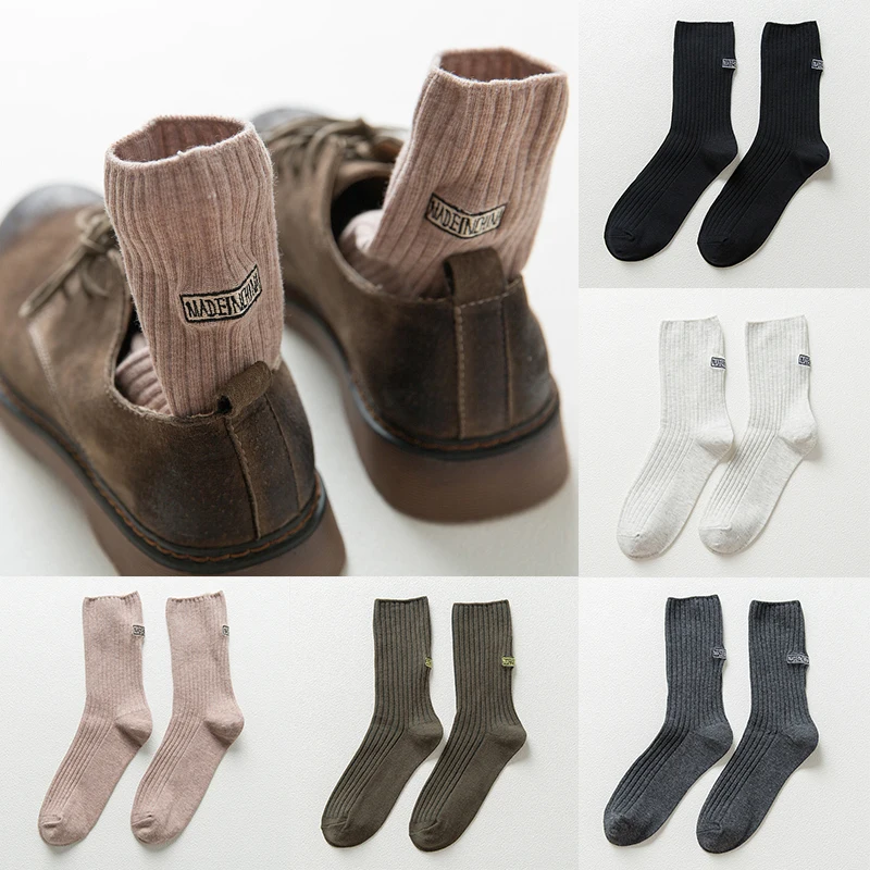 

Japanese Thicken Socks Embroidered Sweat Absorbent Men Socks Simple All-match Cotton Soft Men Anklet Tube Sleep Socks