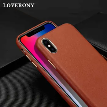 

LOVERONY Leather Case For Apple iPhone XS MAX XR X Protective Back Cover Luxury Metal Button Shell For iPhone 7 8 Plus Capa