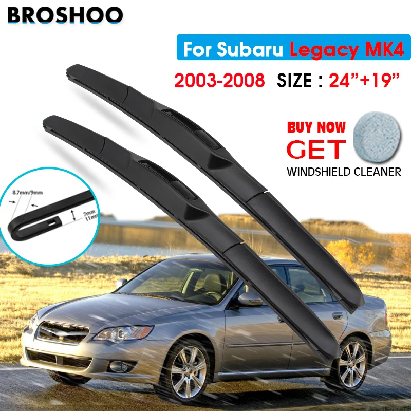 

Car Wiper Blade For Subaru Legacy MK4 24"+19" 2003-2008 Auto Windscreen Windshield Wipers Blades Window Wash Fit U Hook Arms