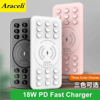 

Araceli 10000 Mah 18W PD Fast Charging Wireless Charging Suction Cup Suction Power Bank Battery Case For Iphone Samsung Huawei