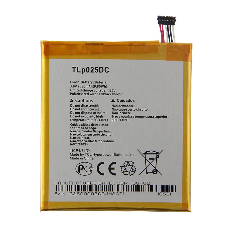 Высокое качество TLP025DC телефон Батарея для Alcatel Pixi 4 6,0 OT-9001A OT-8050 9001X 9001D 8050D 2580 мА-ч