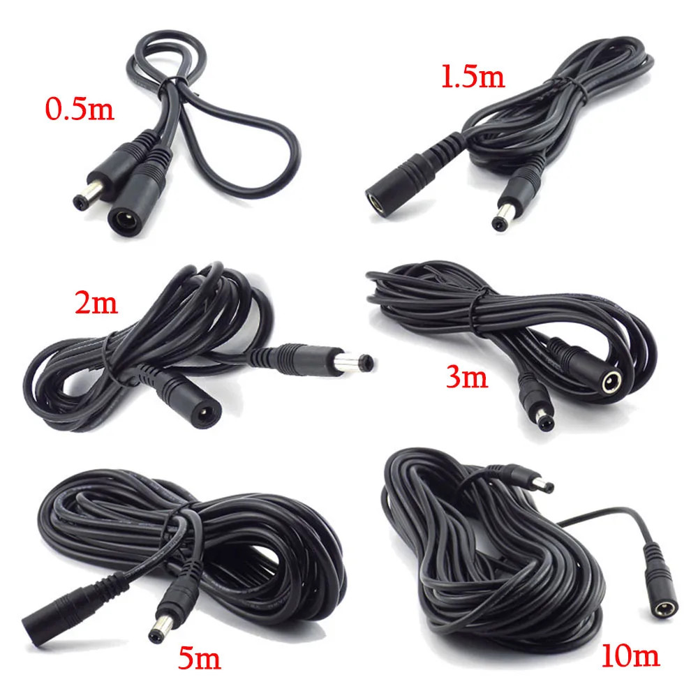 12V DC Power Cable Extension Cord Adapter 5.5mmx2.1mm Plug Female to Male Cords For CCTV Camera Home Security Strip Light | Обустройство