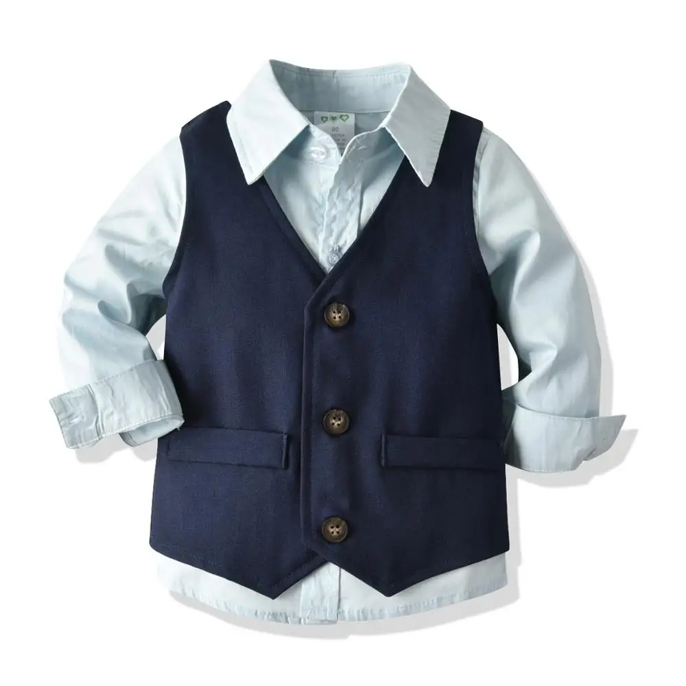 Осенне-зимние комплекты одежды для маленьких мальчиков рубашка+ жилет+ штаны костюм из 3 предметов детская одежда для мальчиков, Костюм Джентльмена детская одежда