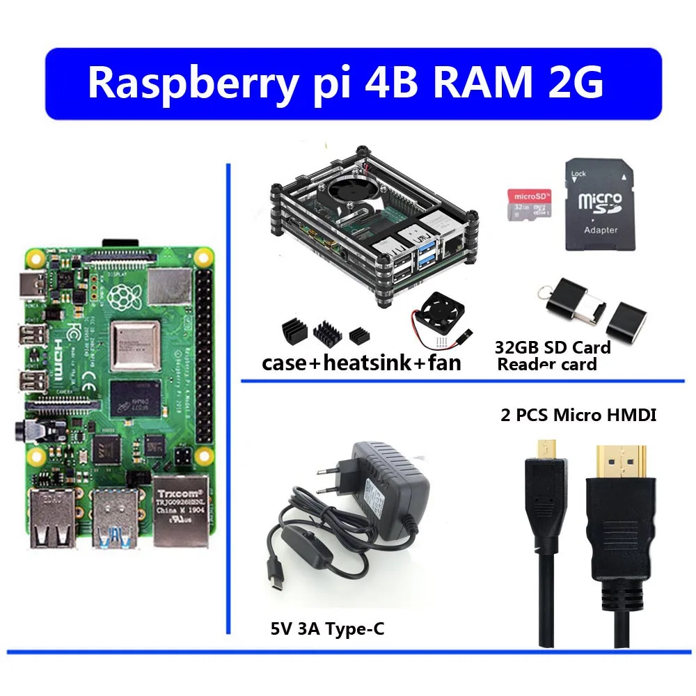 Официальный Raspberry Pi 4 Модель B макетная плата комплект ОЗУ 1 г/2 г/4 г 4 ядерный процессор 1,5 ГГц 3 Спидера, чем Pi 3B - Цвет: Зеленый