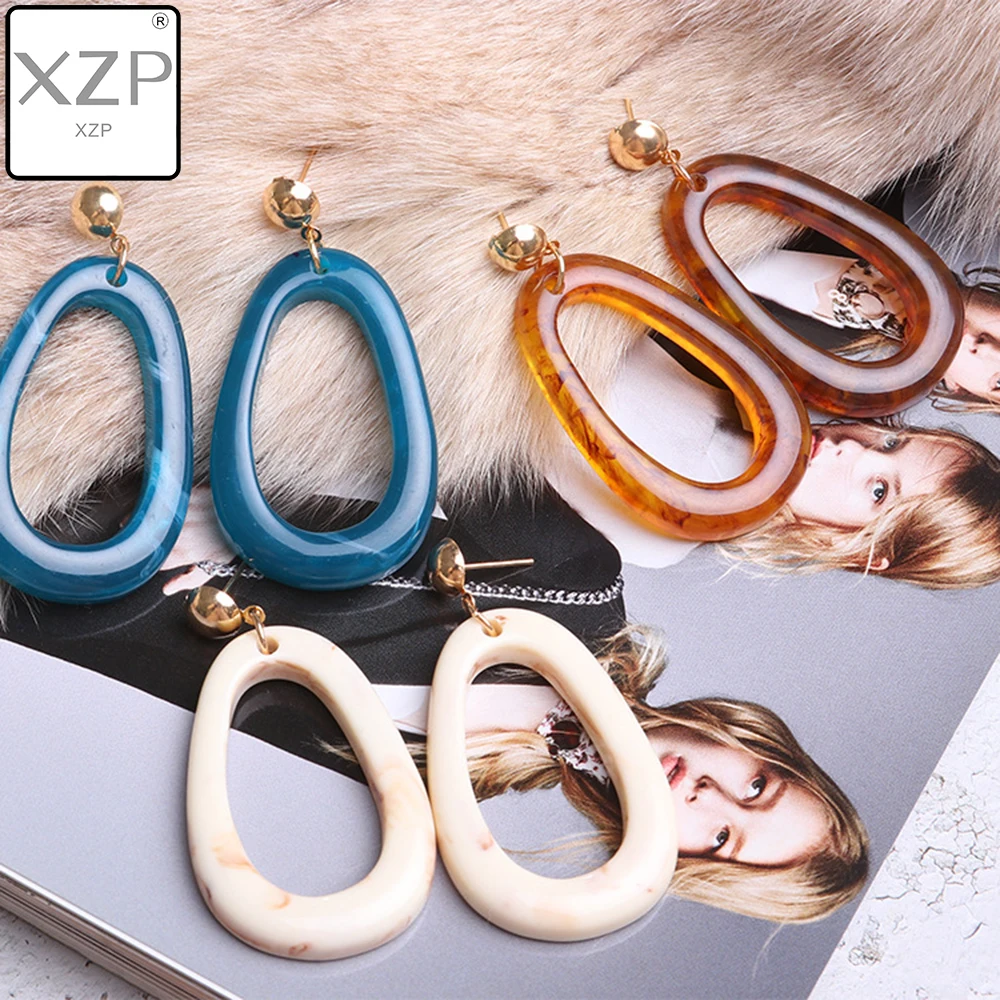 

XZP 2019 Vintage Acrylic Waterdrop Hollow Dangle Earring Women's Leopard Geometric Resin Acetate Charm Earrings Fashion Jewelry
