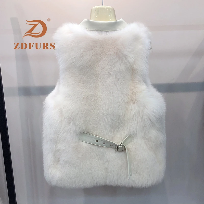ZDFURS* Настоящий Лисий мех кожа Лоскутная Женская жилетка зимний кожаный женский безрукавный жилет модный короткий женский жилет