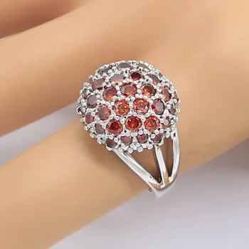 

Red Zircon Silver Color Ring for Women Jewelry Birthday Gift