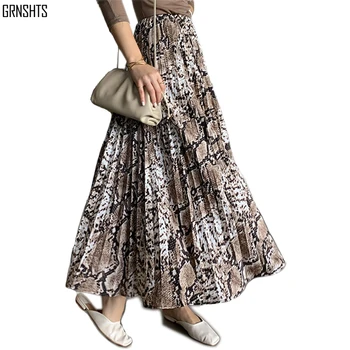 

Spring Summer Long Shallow Smoke Women with Luipaard Snake Print For Reindeer Winter 2019 Women Korean High Tail Maxi Rok Female