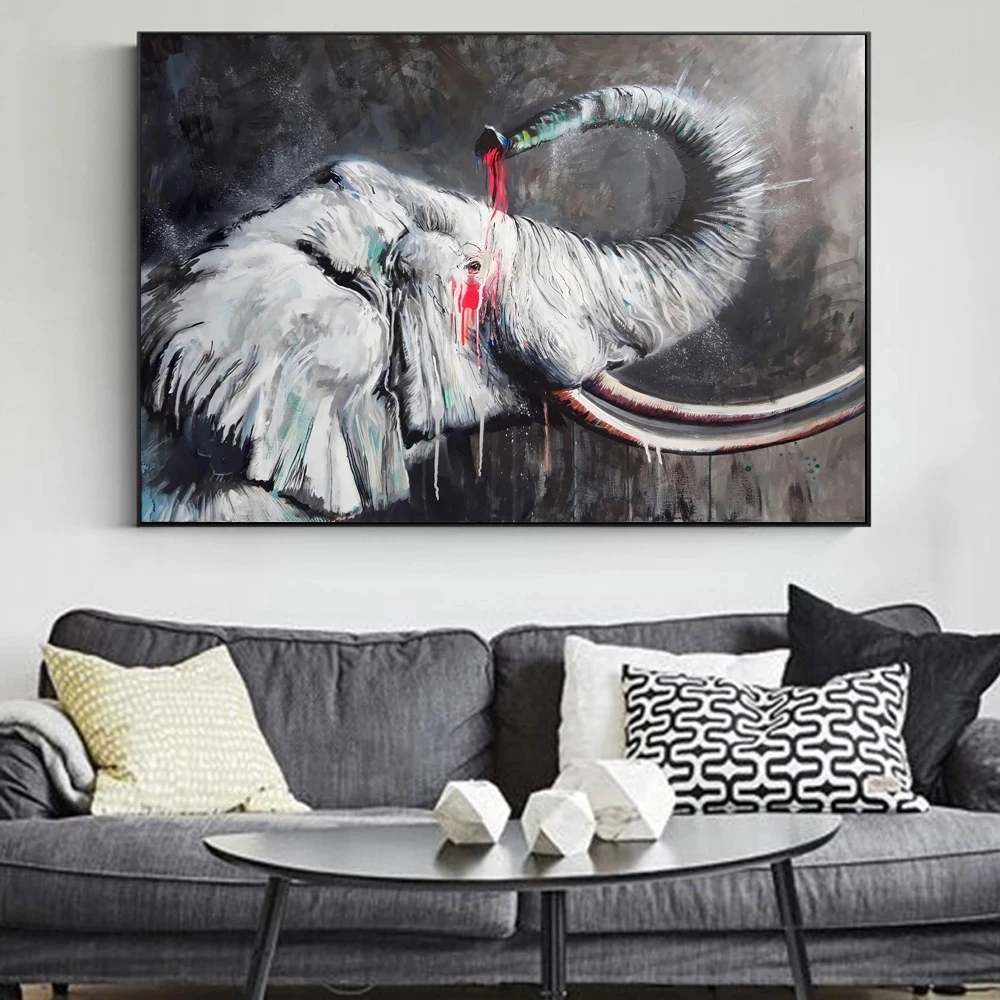 

Abstract Watercolour African Elephant Oil Painting On Canvas Posters And Prints Animal Wall Art Picture For Modern Decoration