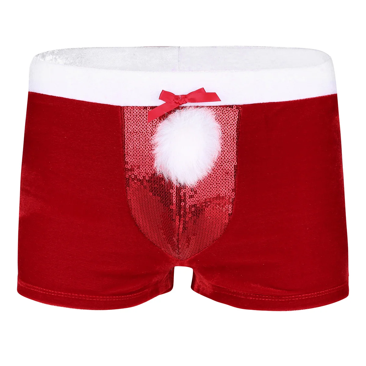 Yanarno Mens Lingerie Velvet Christmas Holiday Boxer Shorts Santa Claus Underwear Sissy Panties 