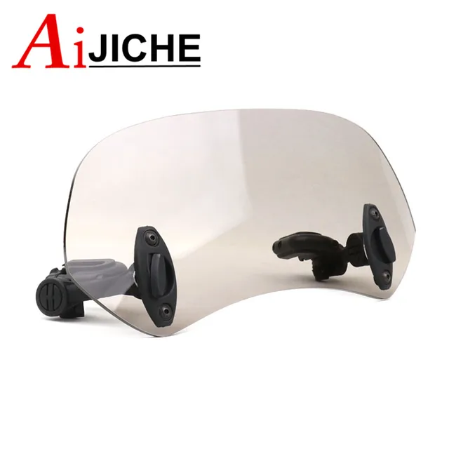Universal Motorcycle Scooter Adjustable Clip On Windscreen Windshield Extension Spoiler Wind Deflector Adjustable Lockable Small brown