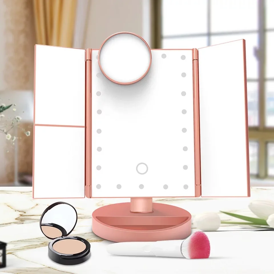 

22 LEDS Light Makeup Mirror Magnifying Mirrors 180 Degree Adjustable Table Touch Screen LED Mirror Luxury Mirror 1X/2X/3X/10X