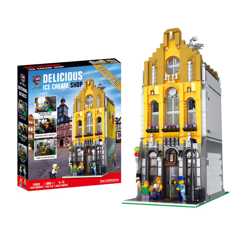 MOC City Street Series Old Fishing Store Houseboat Restaurant Model Building Blocks Toys For Children Fit Lepining Bricks Gifts