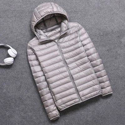 Hooded Silver Grey Ультра-светильник, тонкий пуховик для мужчин, новинка, Осень-зима, тонкий, короткий, с капюшоном, теплый, белый утиный пух, пальто размера плюс, повседневная верхняя одежда - Цвет: Hooded Silver Grey