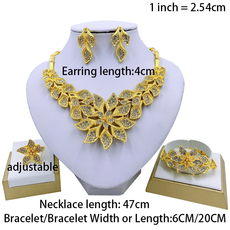 Liffly Dubai Gold Fashion Bridal Wedding Earrings Ring Jewelry Sets Indian Jewelry Set Bracelet for Women African Necklace - Image 6