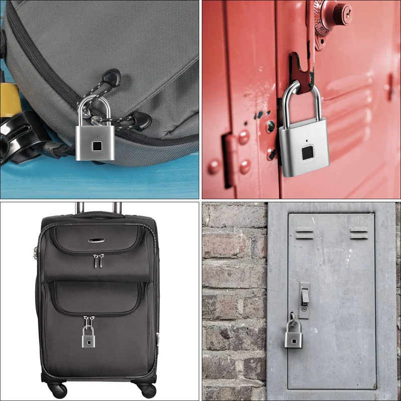 FFYY-Security Intelligent USB Rechargeable Door Lock Fingerprint Padlock Quick Unlock Fingerprint Lock