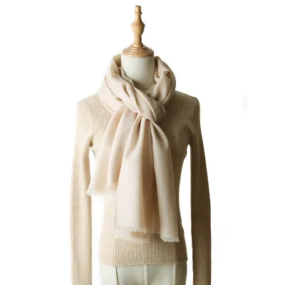 Beige White Женский шарф с ромбовидным узором из 100 кашемира, женская осенняя и зимняя большая шаль, роскошная Брендовая женская шаль, однотонная расцветка - Цвет: Beige White