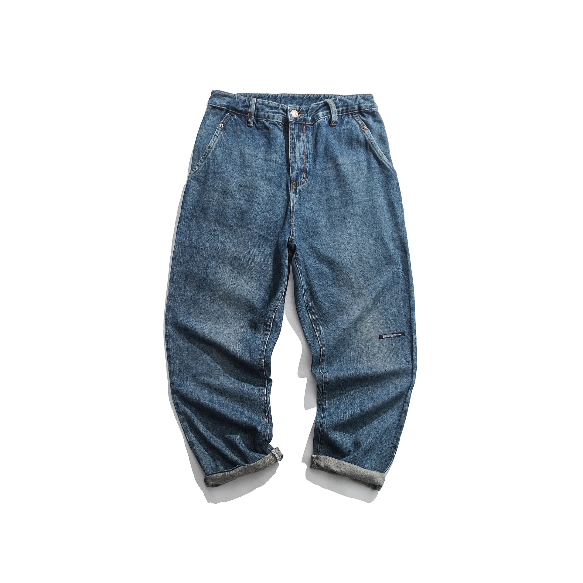 

Wu Air Spring And Autumn Drape Loose Pants Japanese-style Loose-Fit Jeans Men's Straight-leg Pants Washing Bib Overall Popular B