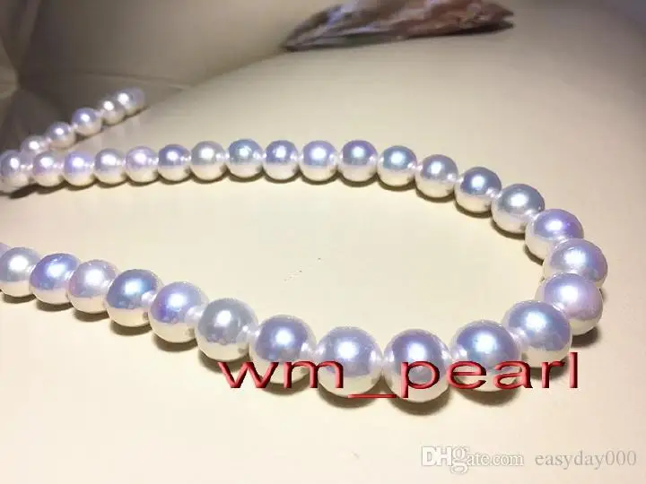 

Fine Pearls Jewelry Australia top 17"12-14mm REAL south sea Perfect round WHITE pearl necklace 14K