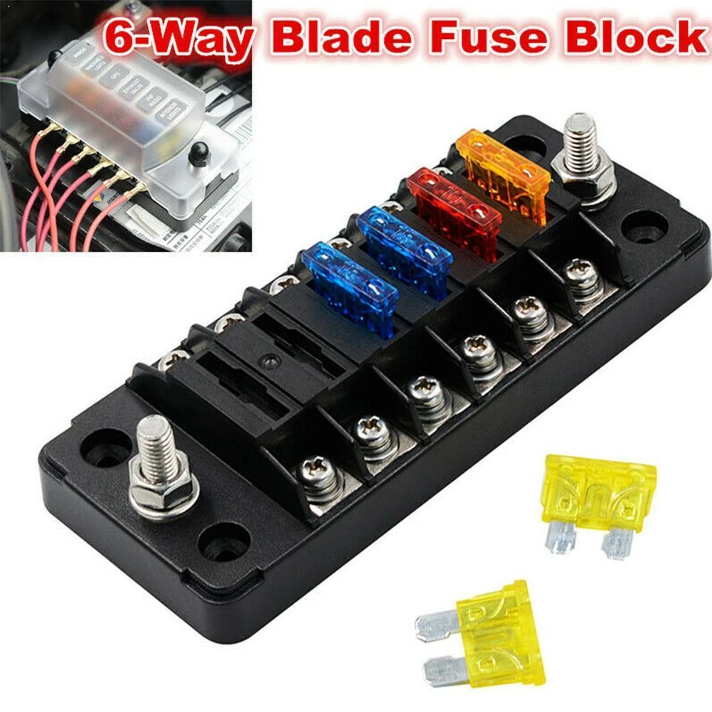 6 Way Blade Fuse Box Holder Electric Terminal Block Rv Boat Fuse 12v Plastic Cover Holder For Car Trailer Box M2j4 Fuses Aliexpress